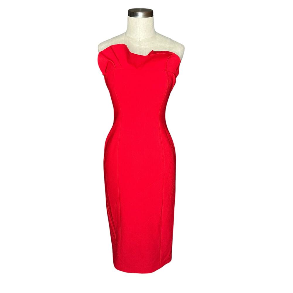 cinq a sept Red Off-Shoulder Midi Dress